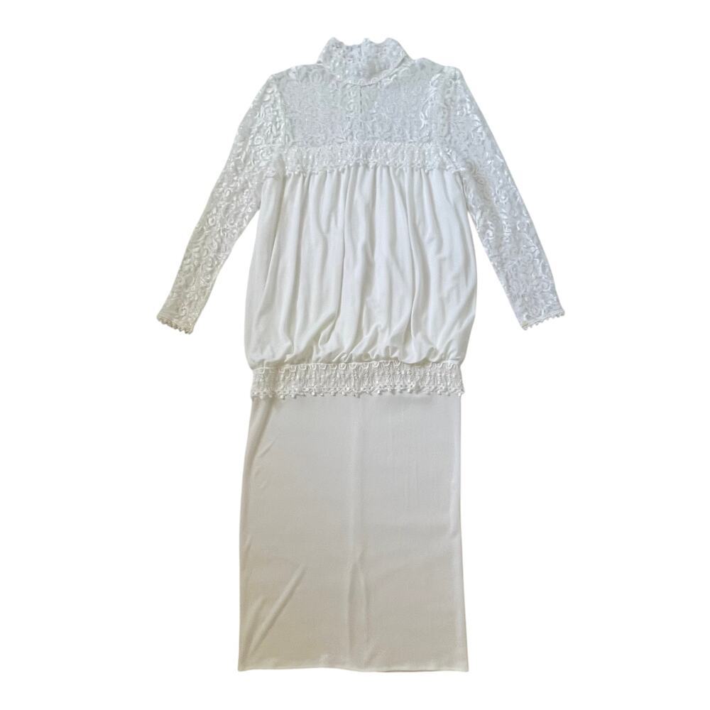 Vintage 1980s Jessica McClintock Dress - Wedding Gown - Drop Waist - Fits S or M